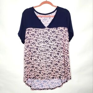 Lane Bryant Floral Swing Tee Size 10/12 Short Sleeve Hi-Low Hem Soft Stretch Top